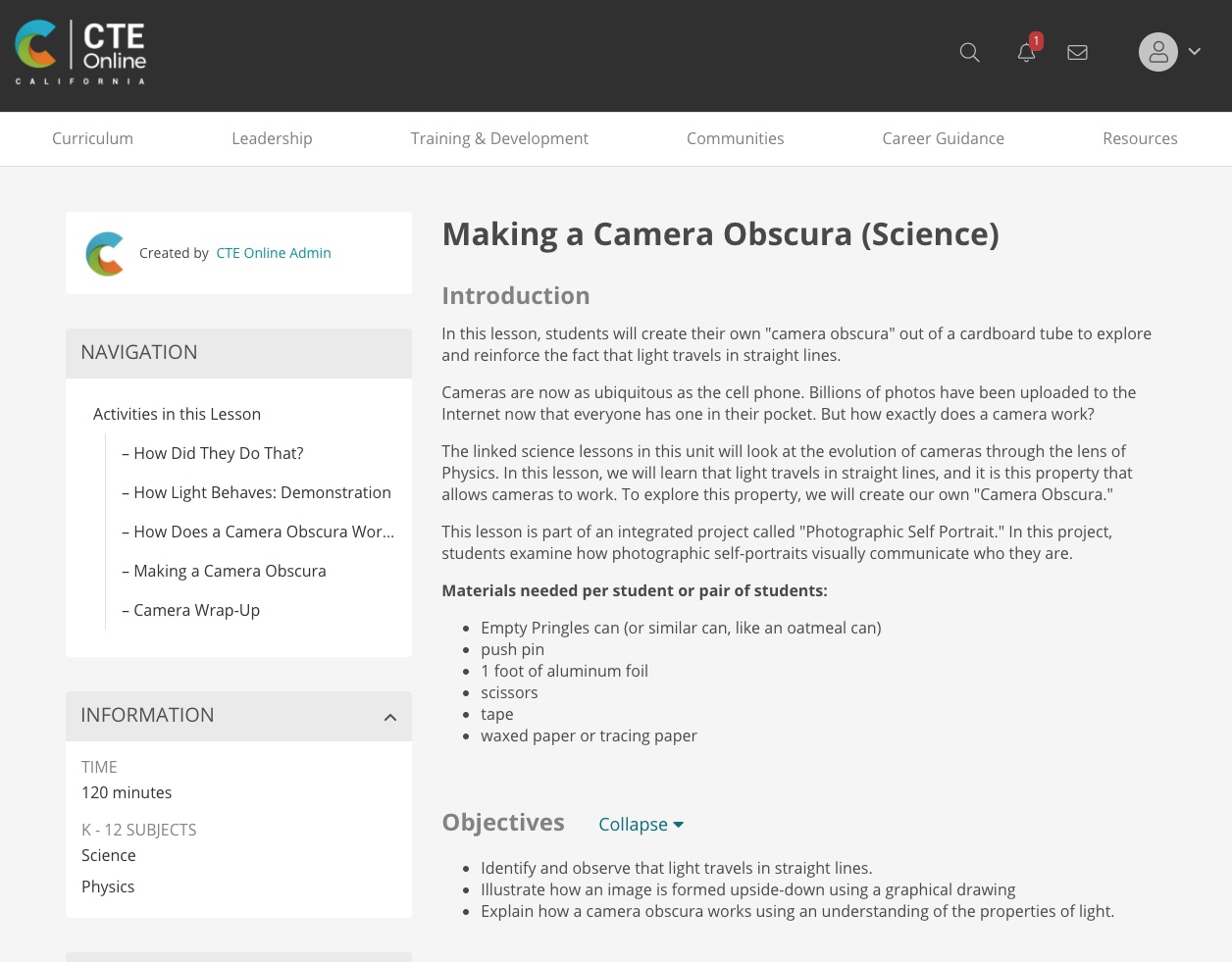 Making a Camera Obscura (Science)